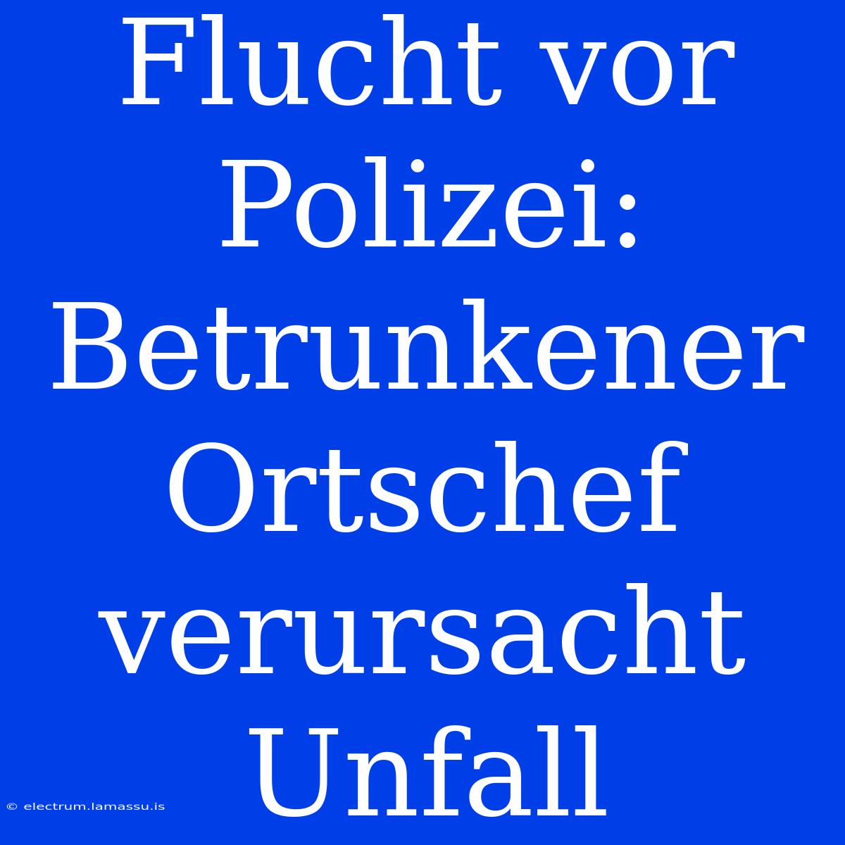 Flucht Vor Polizei: Betrunkener Ortschef Verursacht Unfall