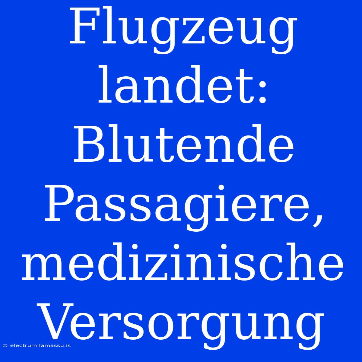 Flugzeug Landet: Blutende Passagiere, Medizinische Versorgung