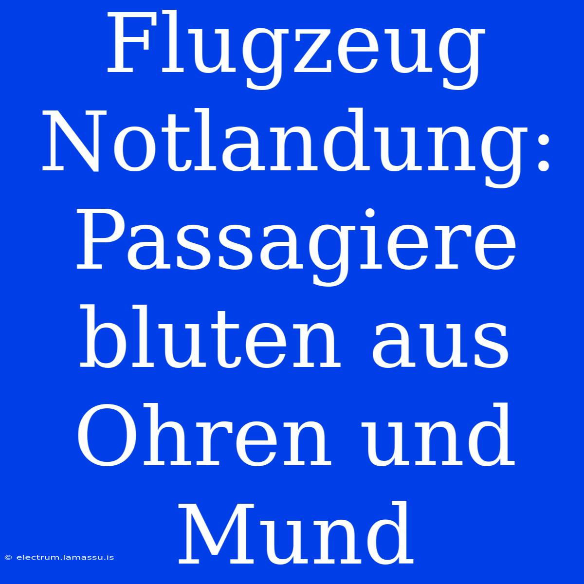 Flugzeug Notlandung: Passagiere Bluten Aus Ohren Und Mund