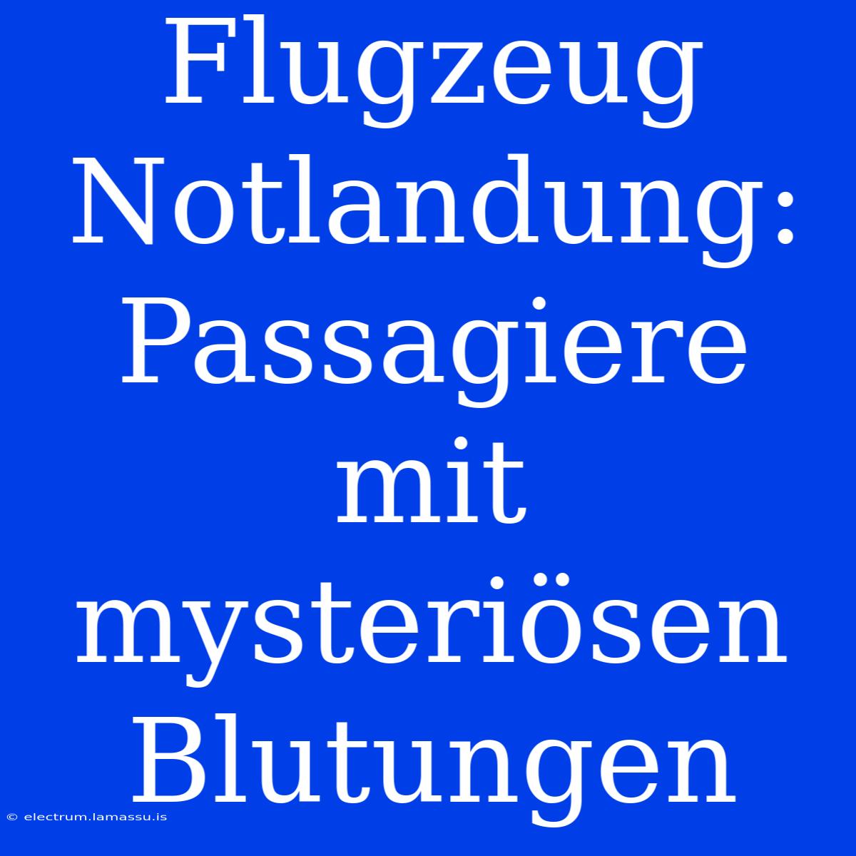 Flugzeug Notlandung: Passagiere Mit Mysteriösen Blutungen