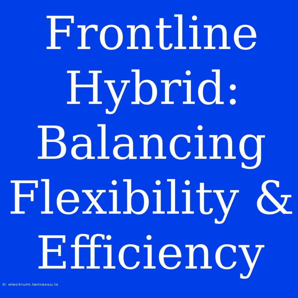 Frontline Hybrid: Balancing Flexibility & Efficiency