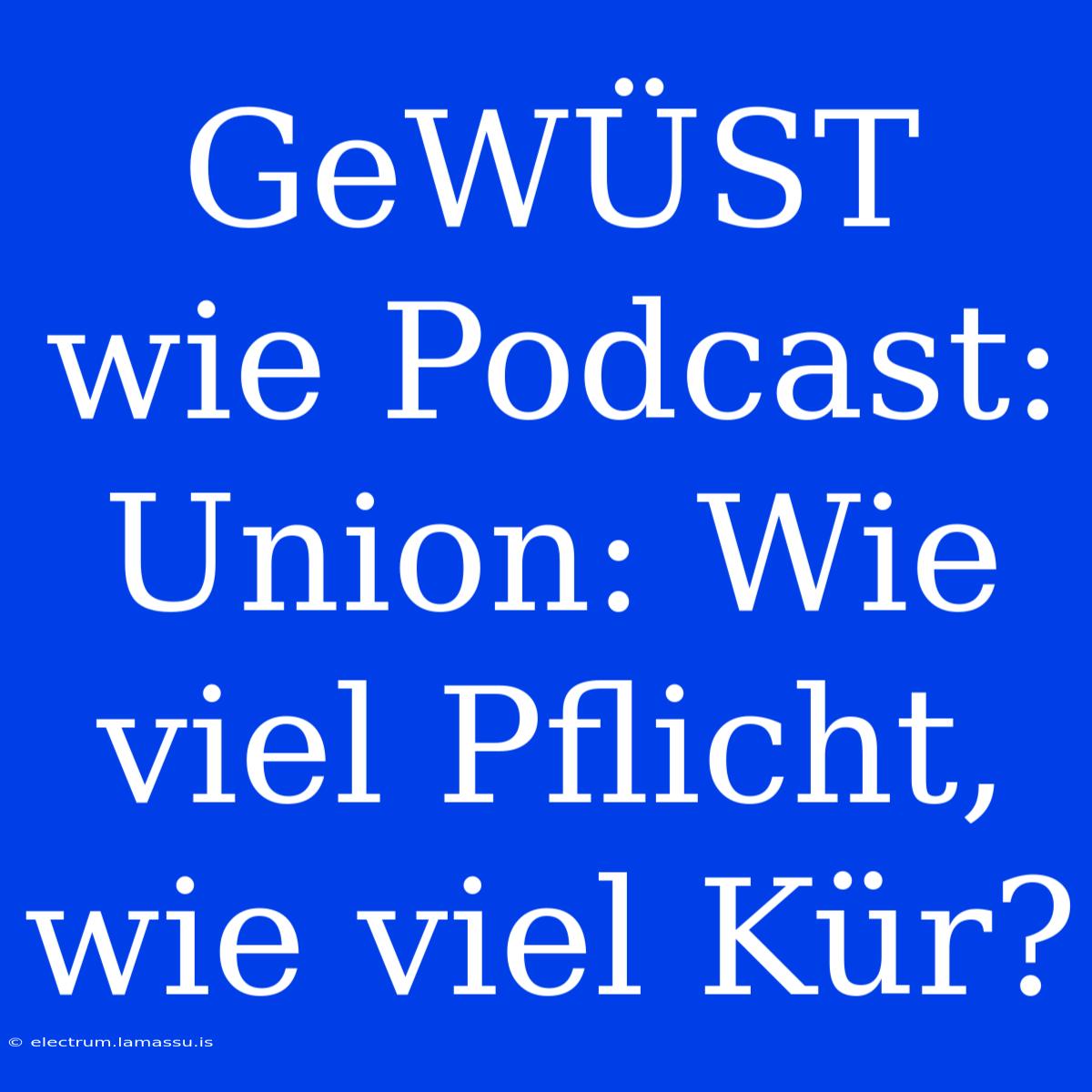 GeWÜST Wie Podcast: Union: Wie Viel Pflicht, Wie Viel Kür?