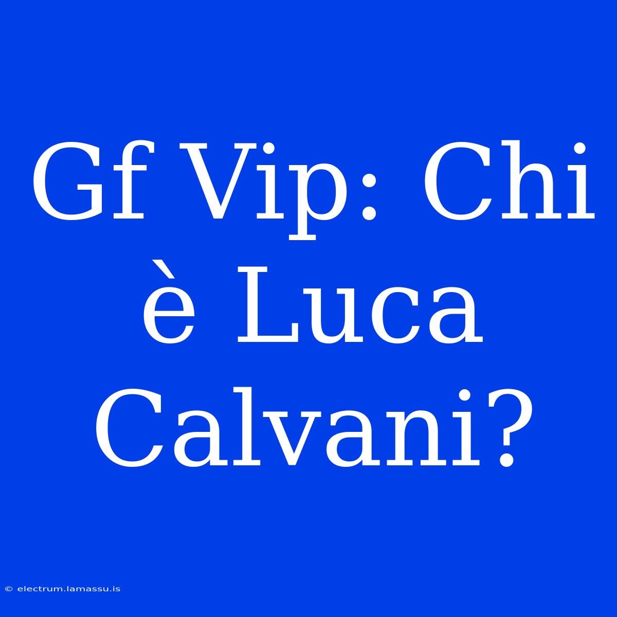 Gf Vip: Chi È Luca Calvani?