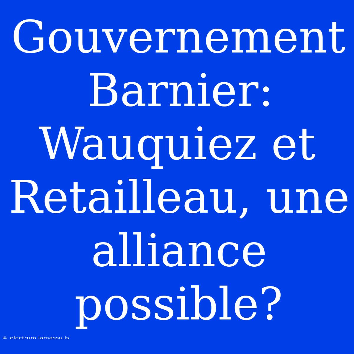 Gouvernement Barnier: Wauquiez Et Retailleau, Une Alliance Possible?