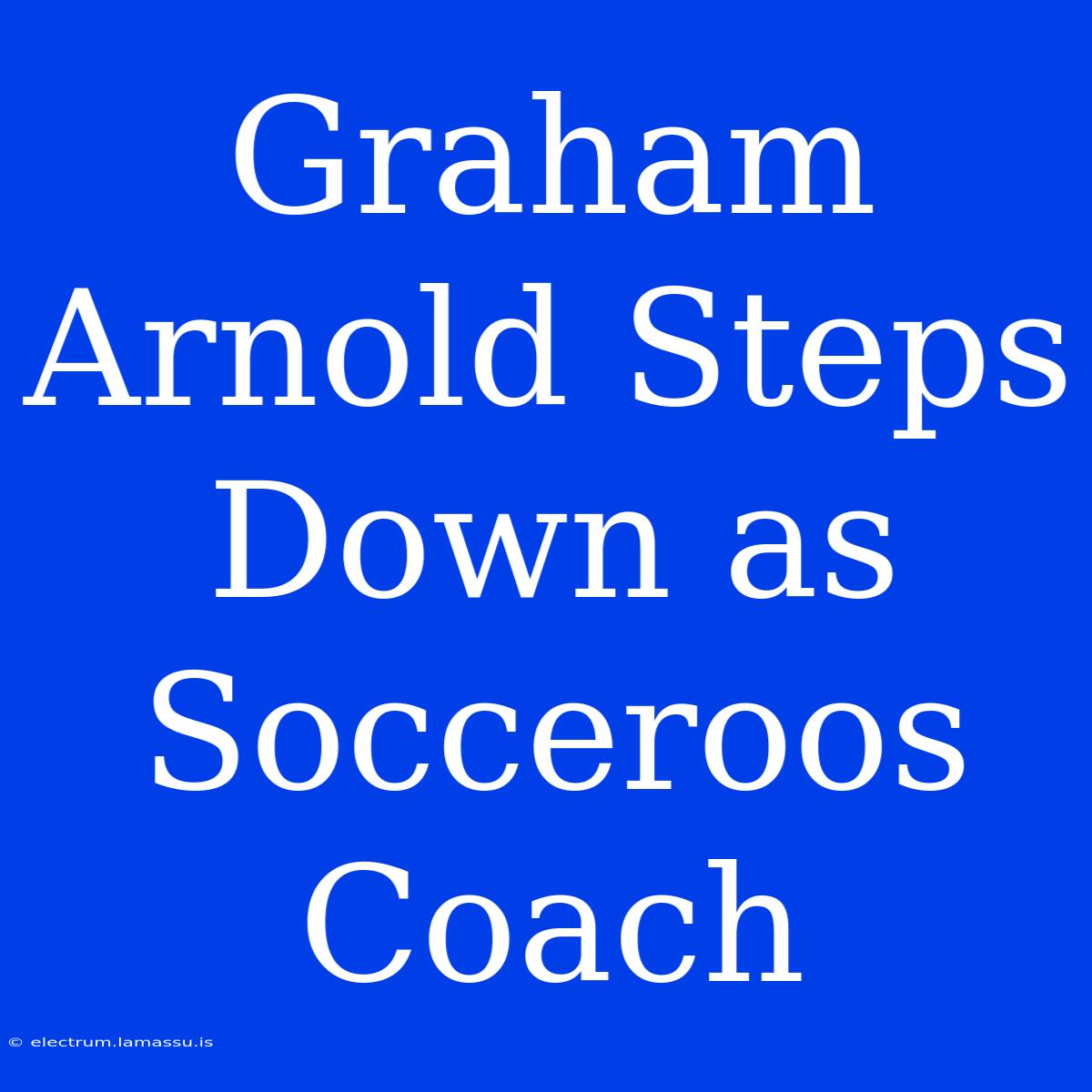 Graham Arnold Steps Down As Socceroos Coach