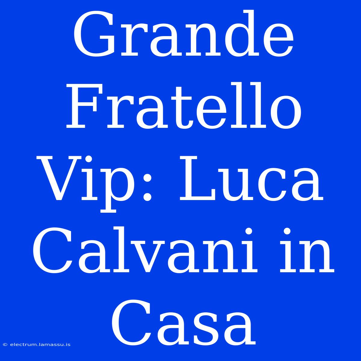 Grande Fratello Vip: Luca Calvani In Casa