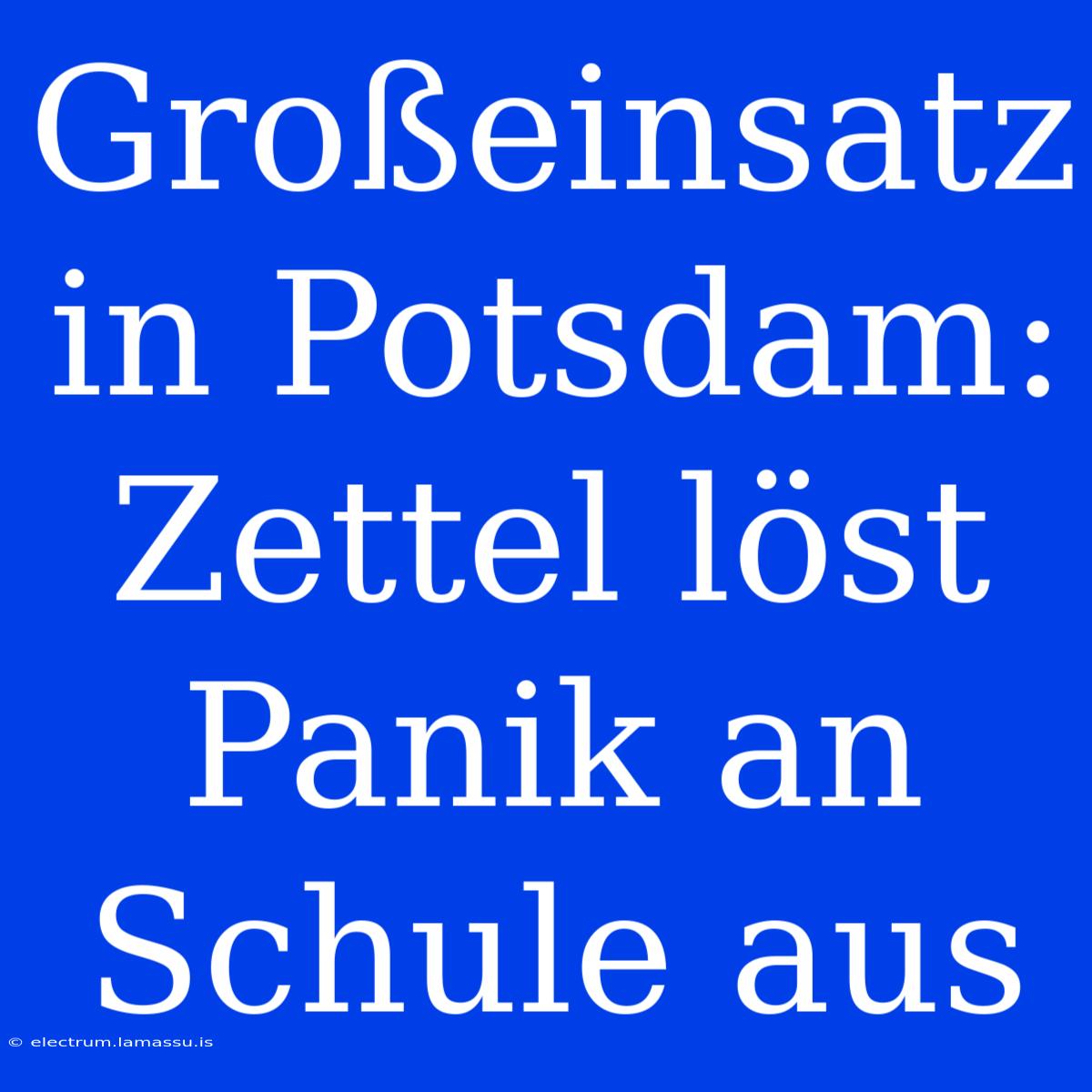 Großeinsatz In Potsdam: Zettel Löst Panik An Schule Aus