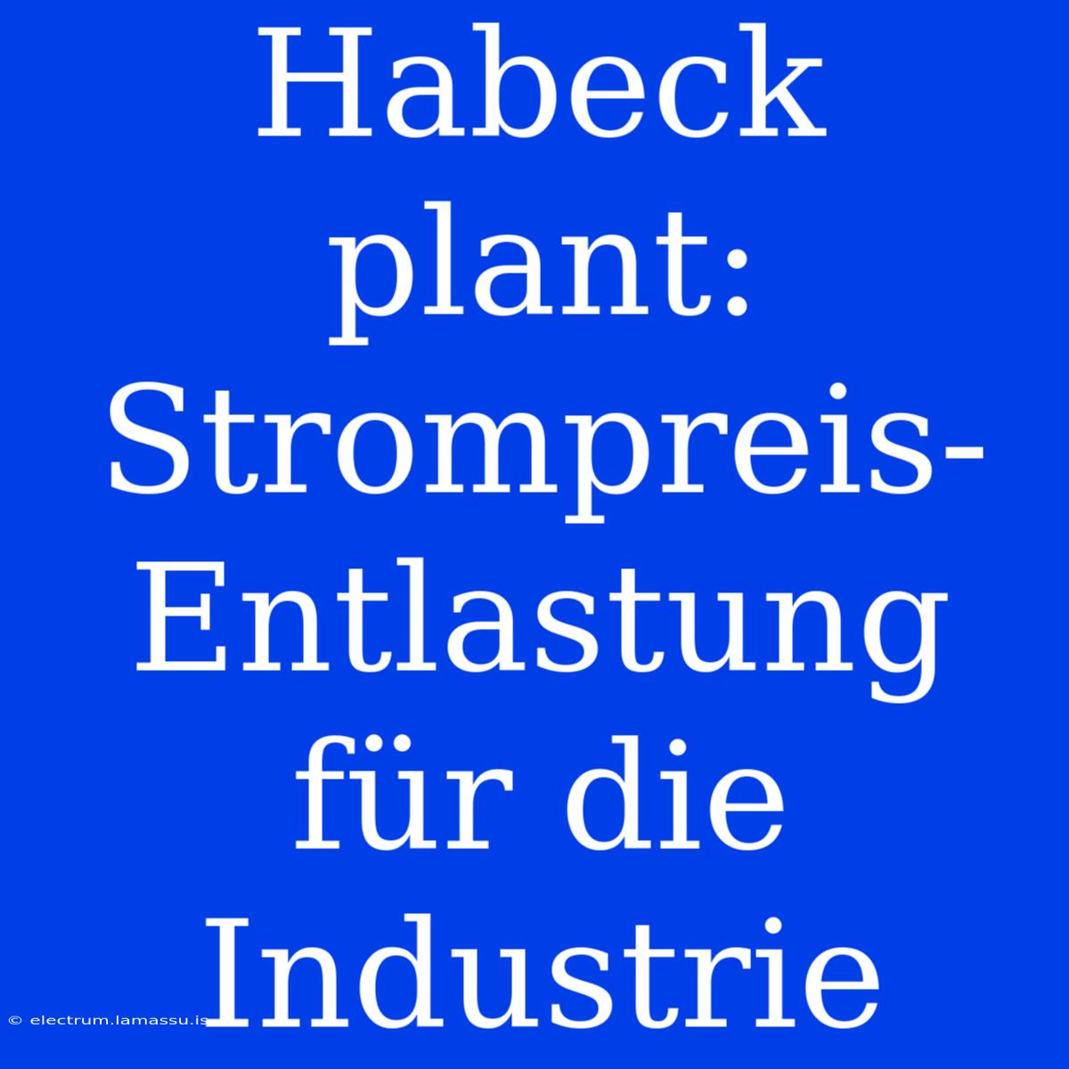 Habeck Plant: Strompreis-Entlastung Für Die Industrie