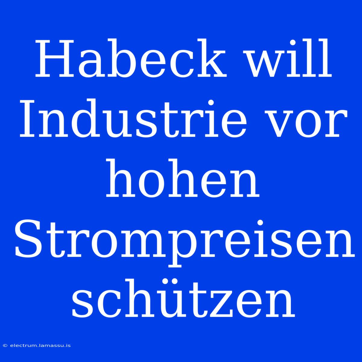 Habeck Will Industrie Vor Hohen Strompreisen Schützen