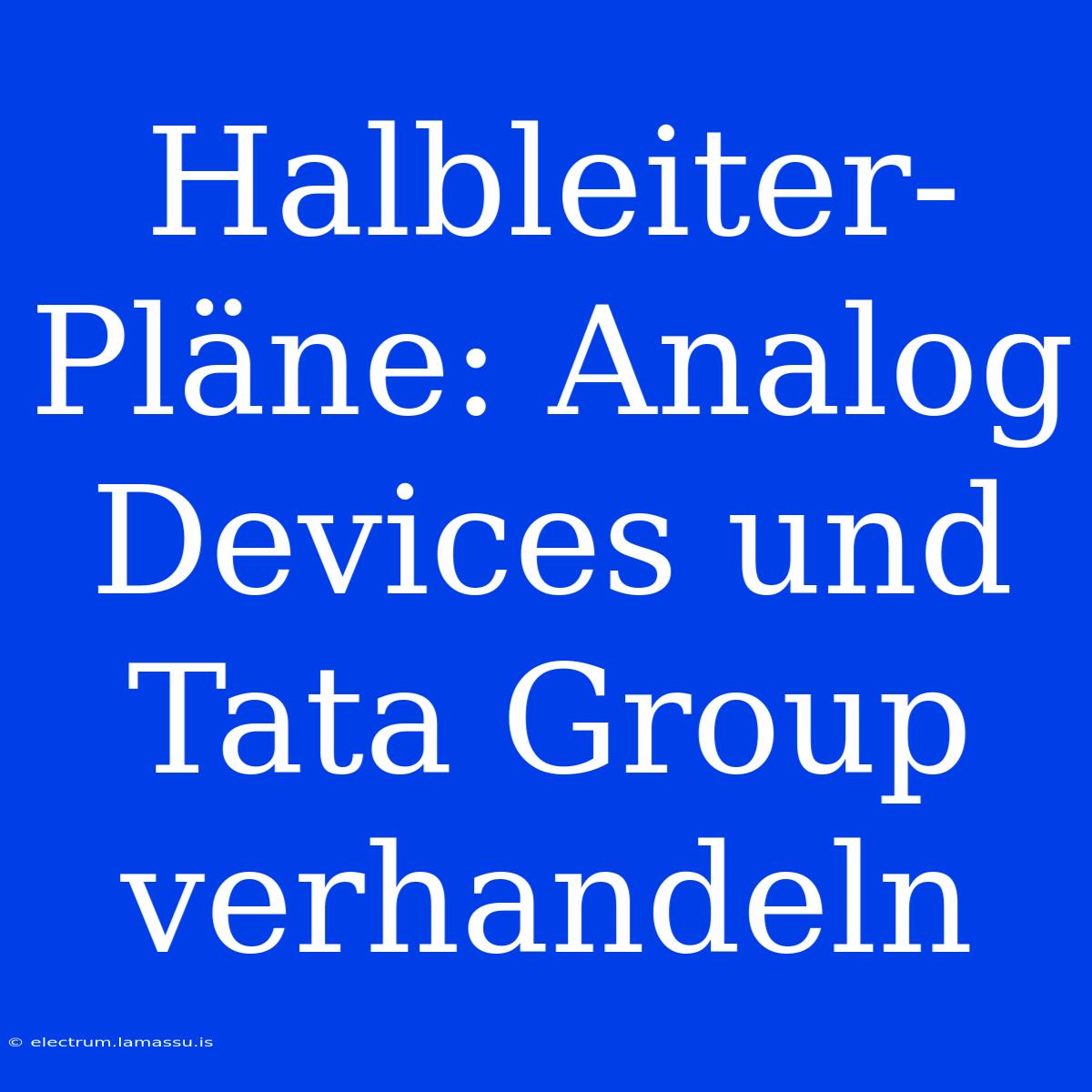 Halbleiter-Pläne: Analog Devices Und Tata Group Verhandeln