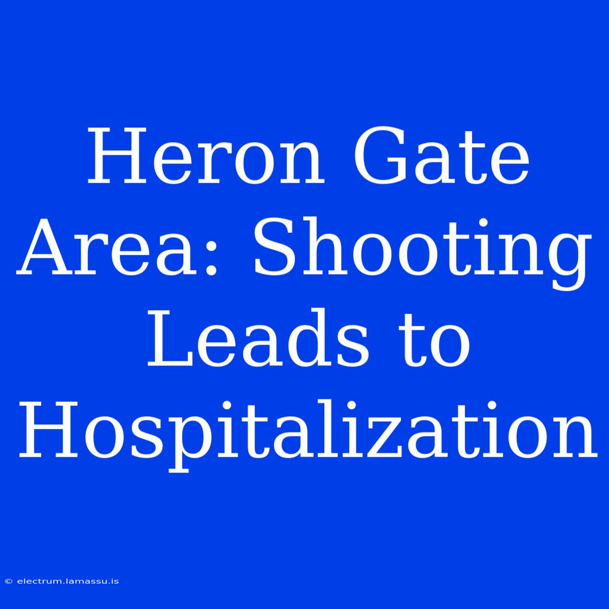 Heron Gate Area: Shooting Leads To Hospitalization