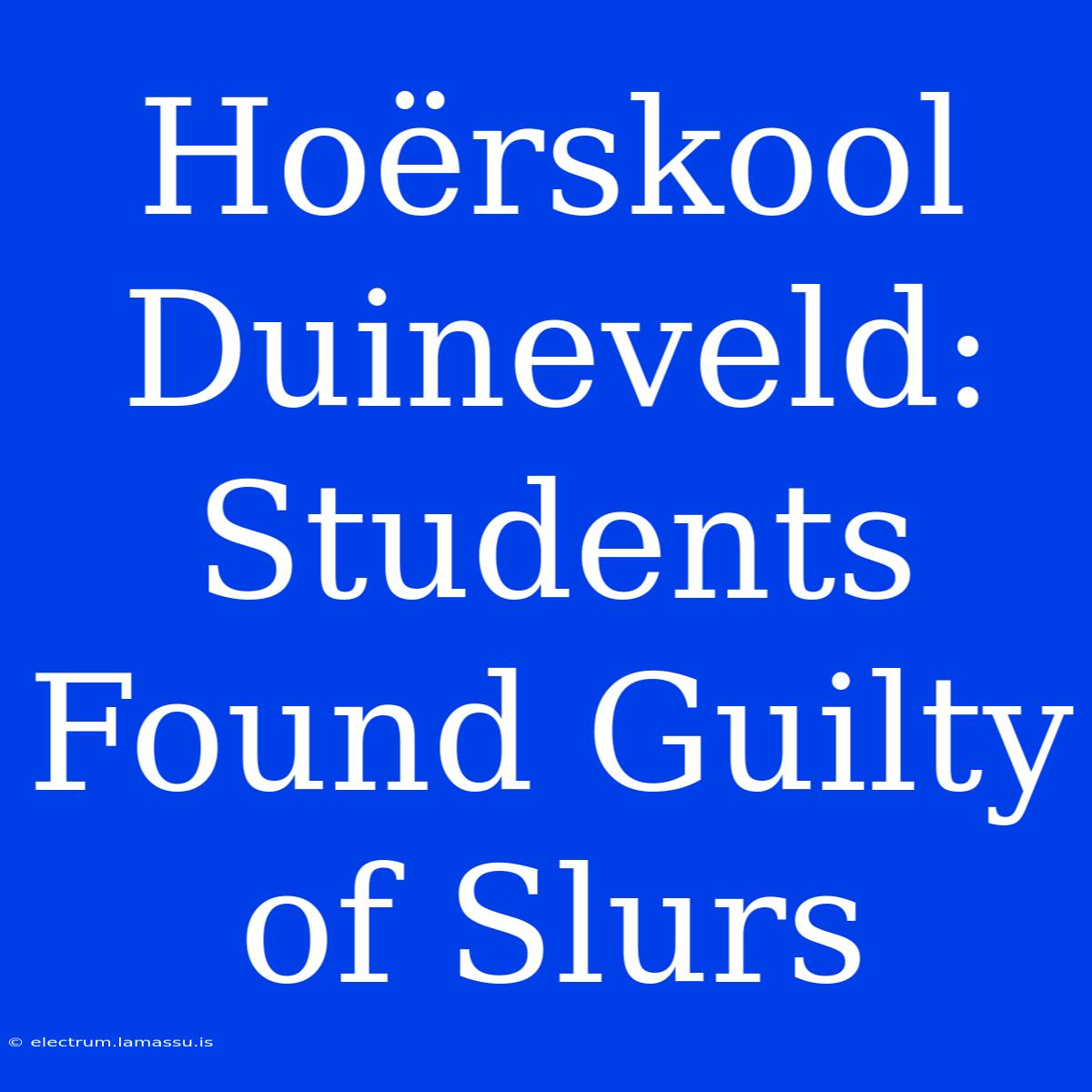 Hoërskool Duineveld: Students Found Guilty Of Slurs