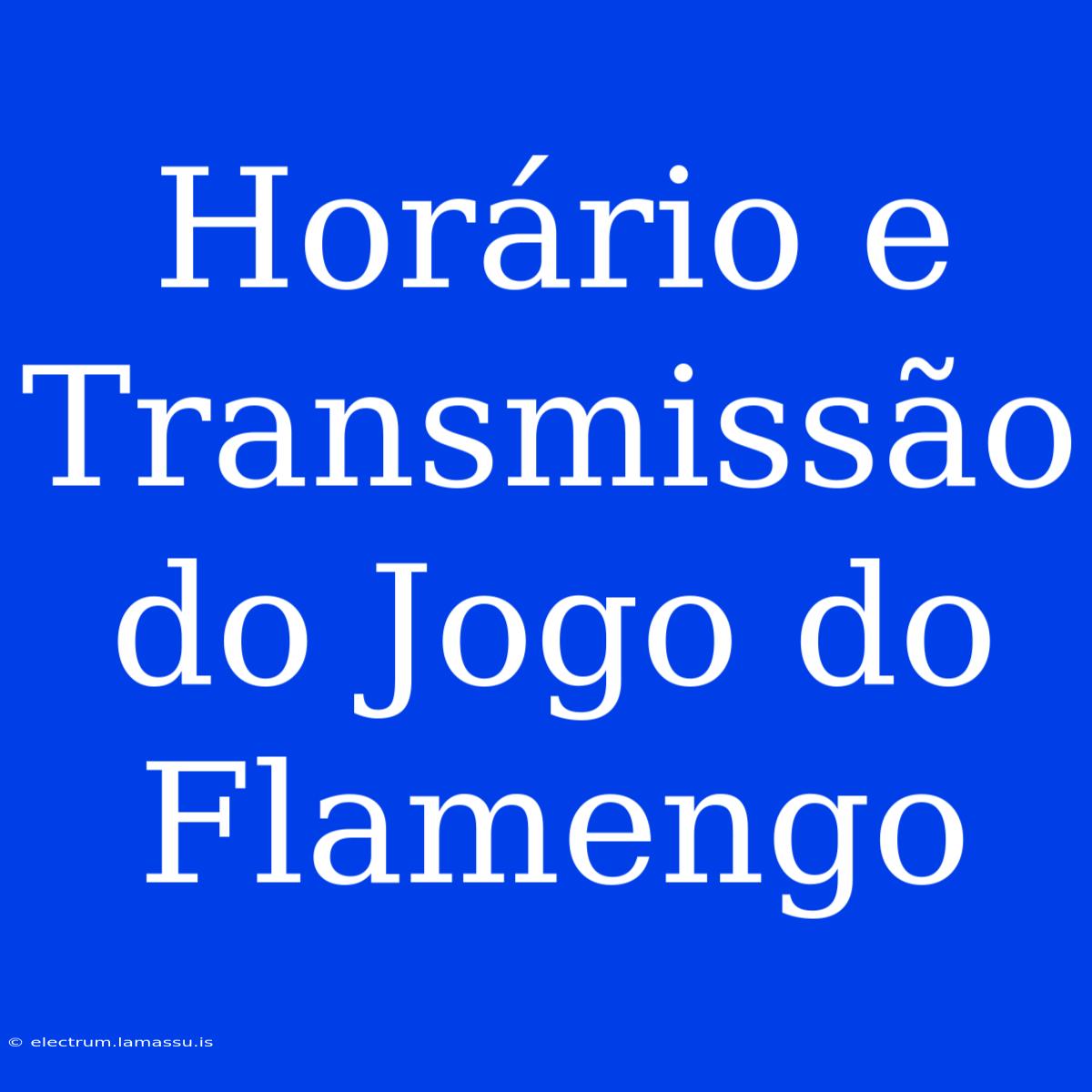 Horário E Transmissão Do Jogo Do Flamengo