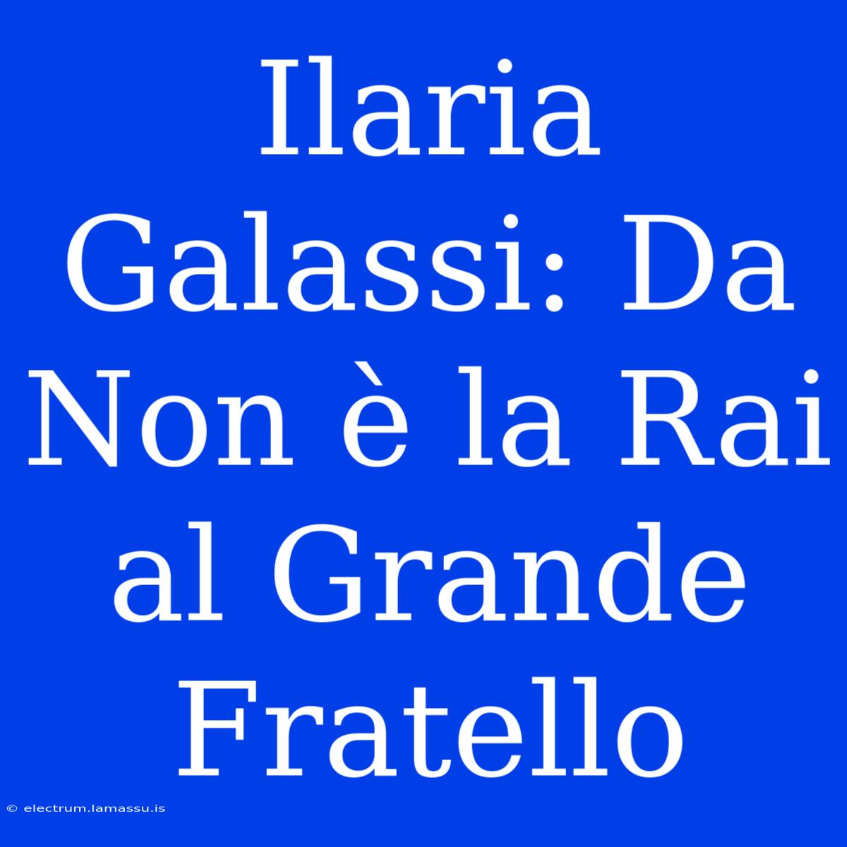 Ilaria Galassi: Da Non È La Rai Al Grande Fratello