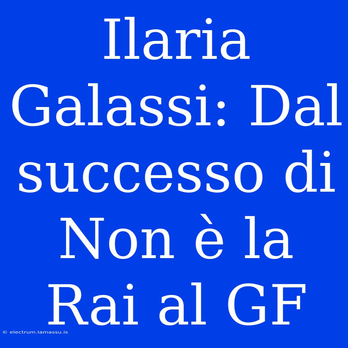 Ilaria Galassi: Dal Successo Di Non È La Rai Al GF