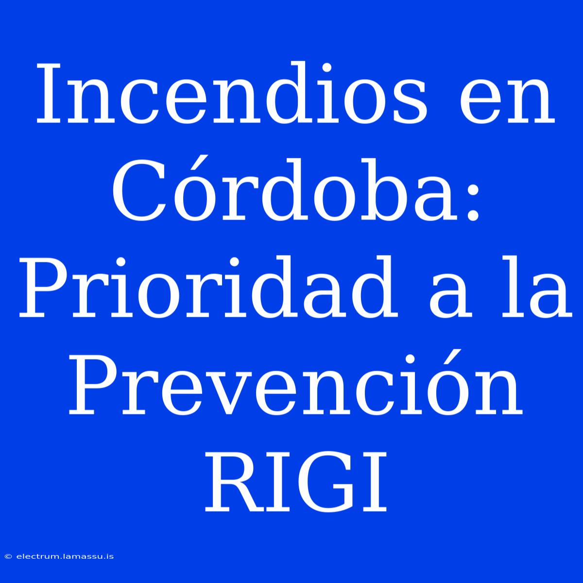 Incendios En Córdoba: Prioridad A La Prevención RIGI