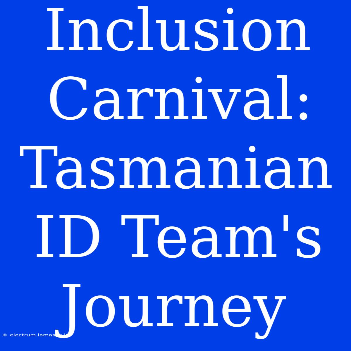 Inclusion Carnival: Tasmanian ID Team's Journey