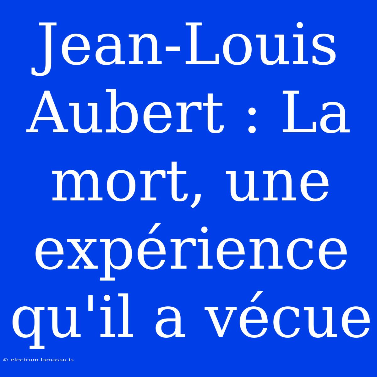 Jean-Louis Aubert : La Mort, Une Expérience Qu'il A Vécue