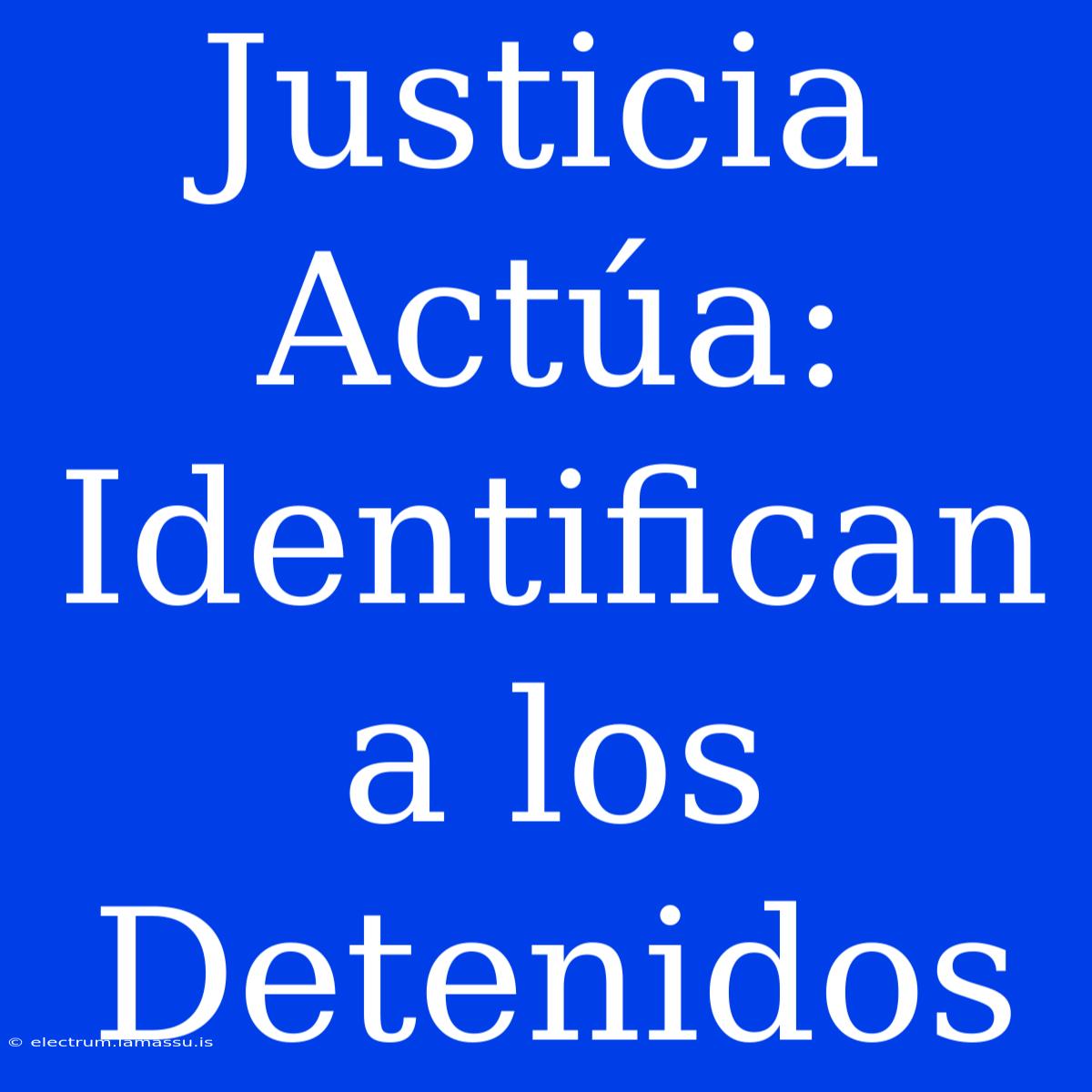 Justicia Actúa: Identifican A Los Detenidos