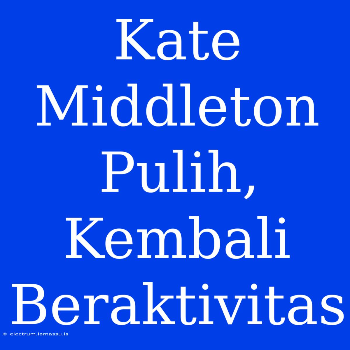 Kate Middleton Pulih, Kembali Beraktivitas