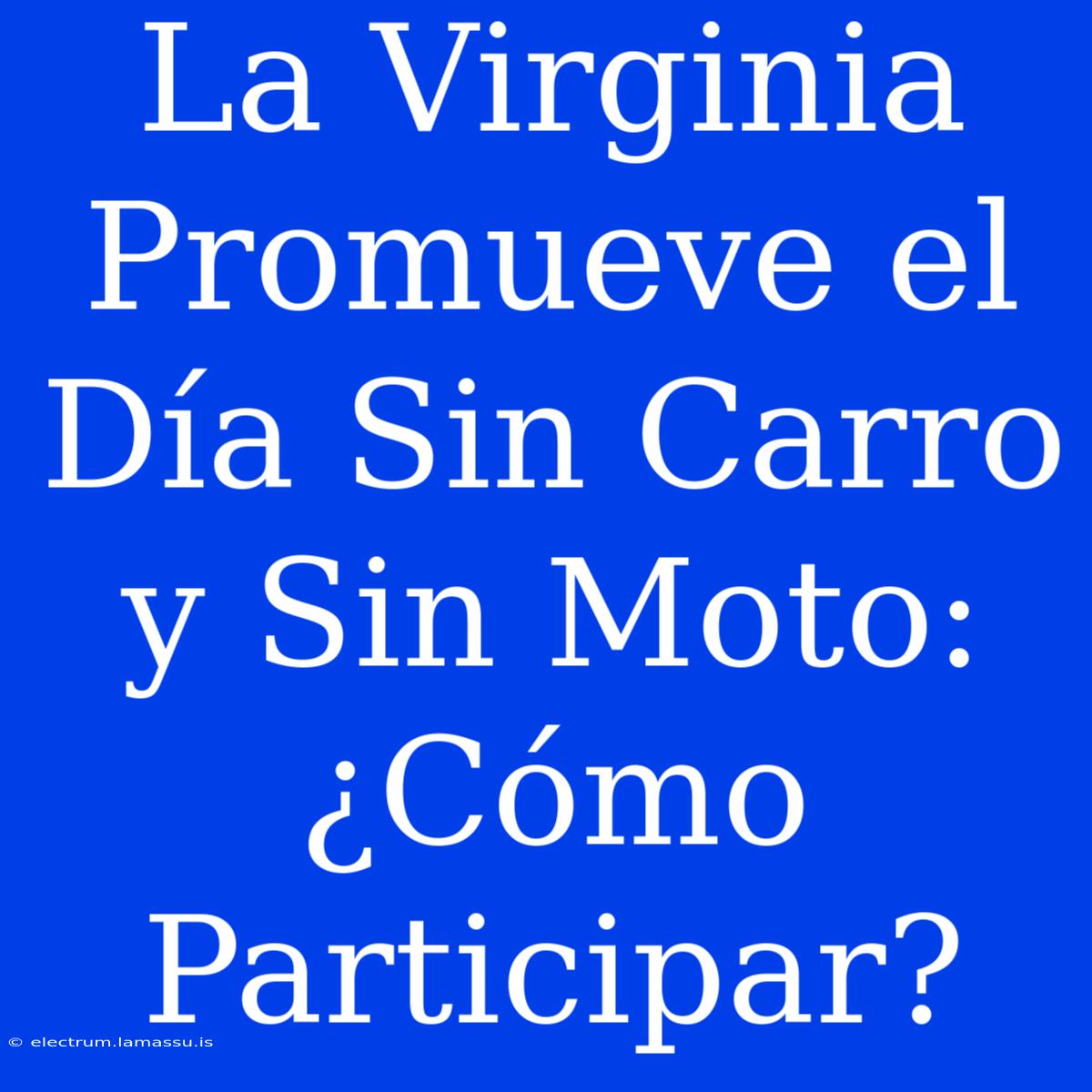 La Virginia Promueve El Día Sin Carro Y Sin Moto: ¿Cómo Participar? 