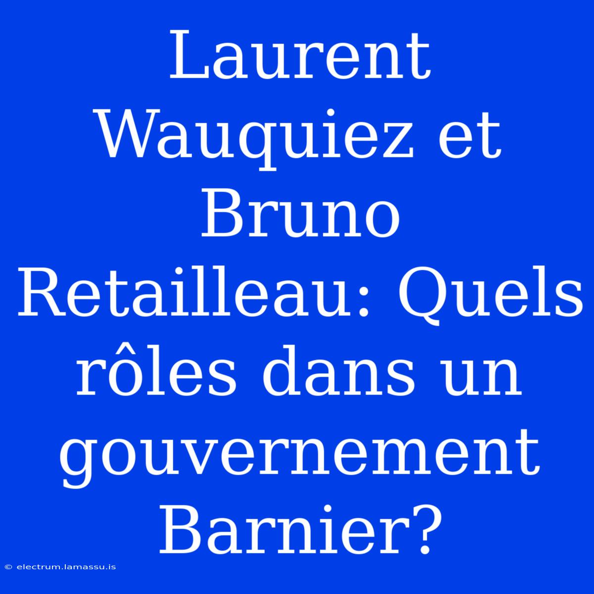 Laurent Wauquiez Et Bruno Retailleau: Quels Rôles Dans Un Gouvernement Barnier?