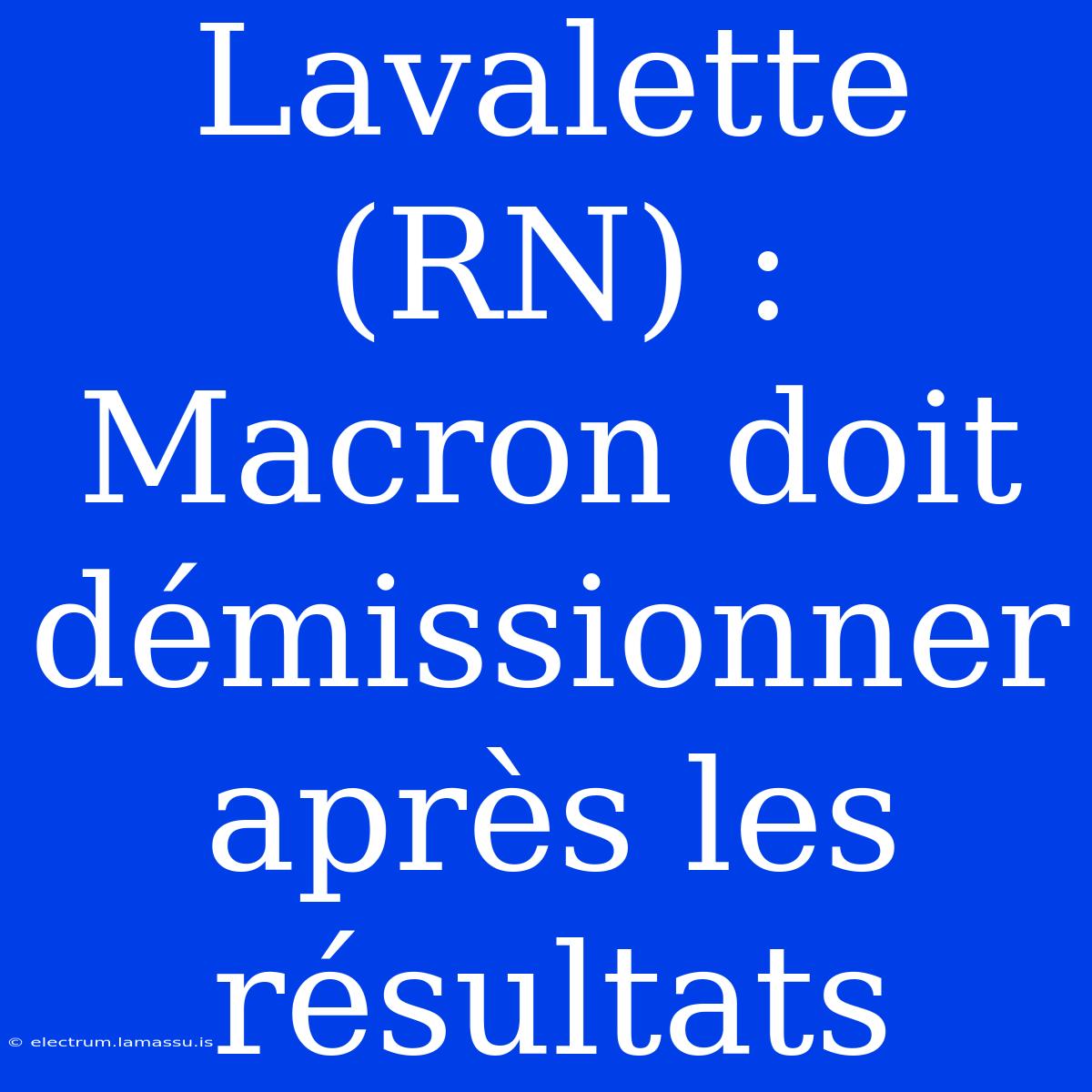 Lavalette (RN) : Macron Doit Démissionner Après Les Résultats