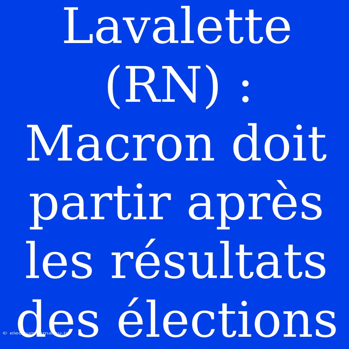 Lavalette (RN) : Macron Doit Partir Après Les Résultats Des Élections