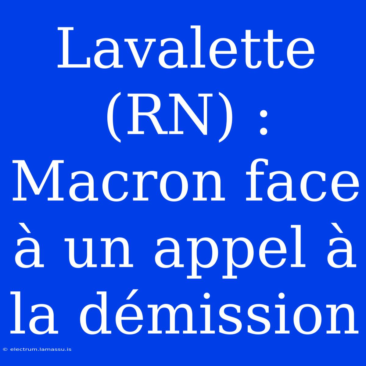 Lavalette (RN) : Macron Face À Un Appel À La Démission