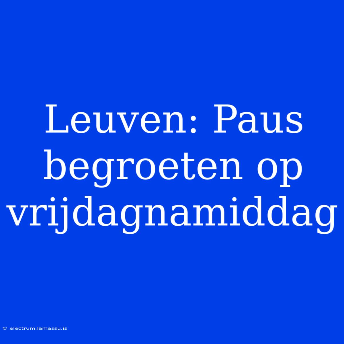 Leuven: Paus Begroeten Op Vrijdagnamiddag