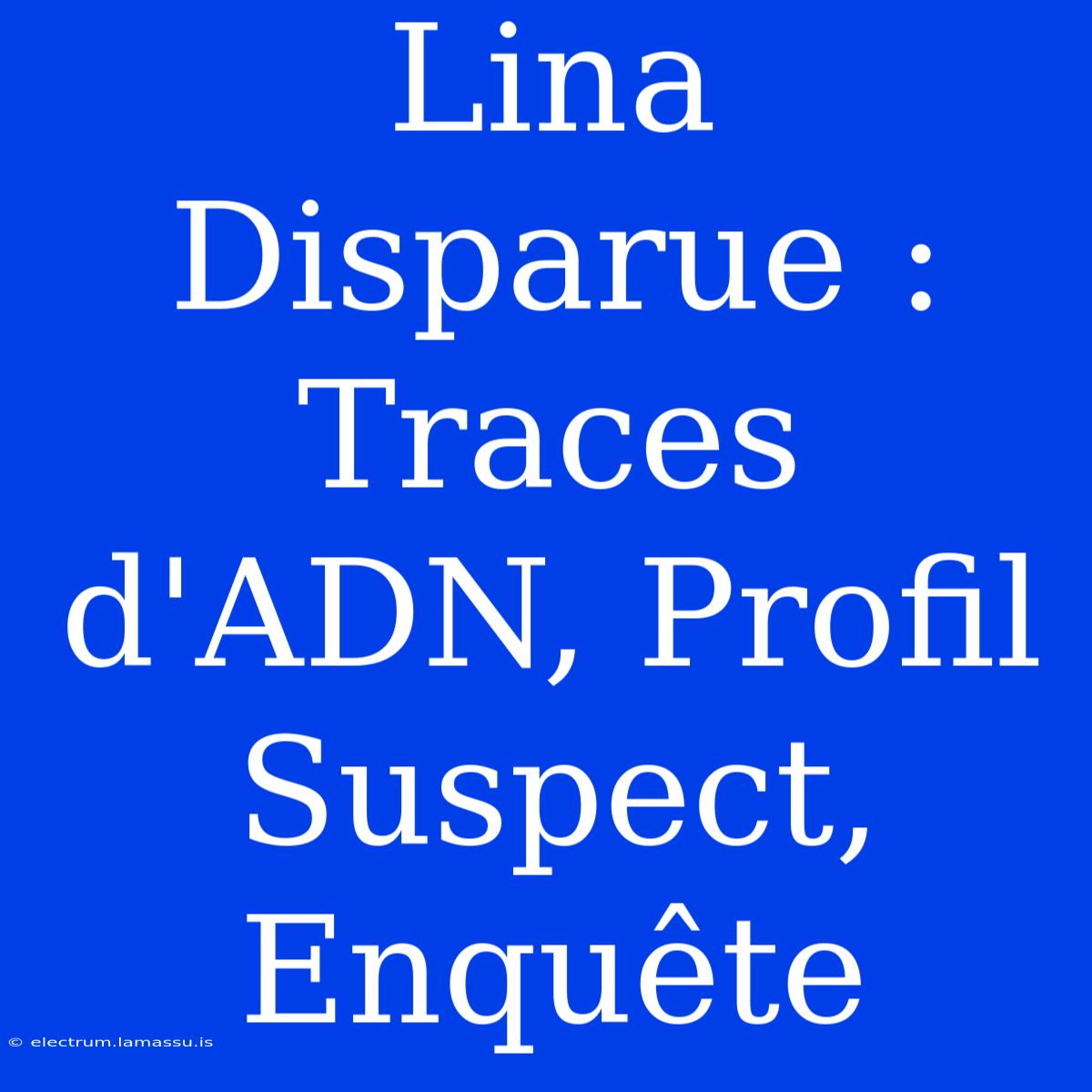 Lina Disparue : Traces D'ADN, Profil Suspect, Enquête