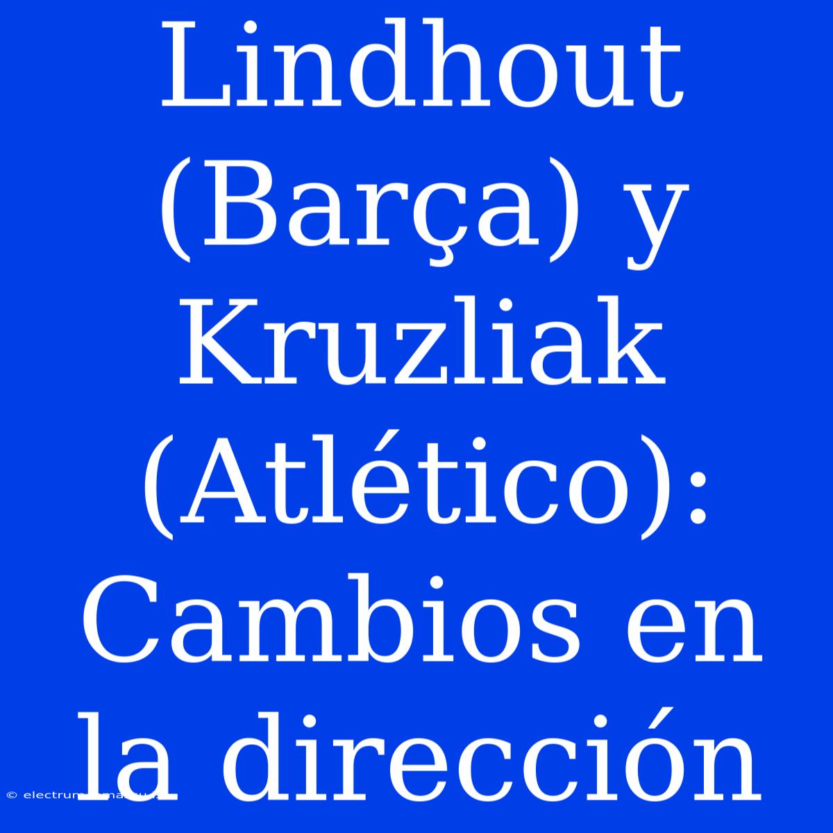 Lindhout (Barça) Y Kruzliak (Atlético): Cambios En La Dirección