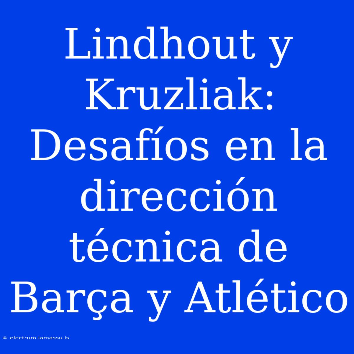 Lindhout Y Kruzliak: Desafíos En La Dirección Técnica De Barça Y Atlético 