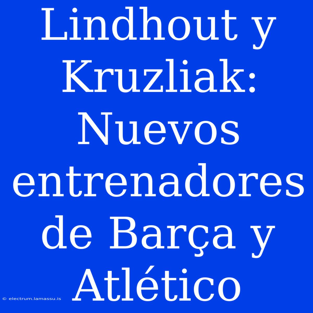 Lindhout Y Kruzliak: Nuevos Entrenadores De Barça Y Atlético