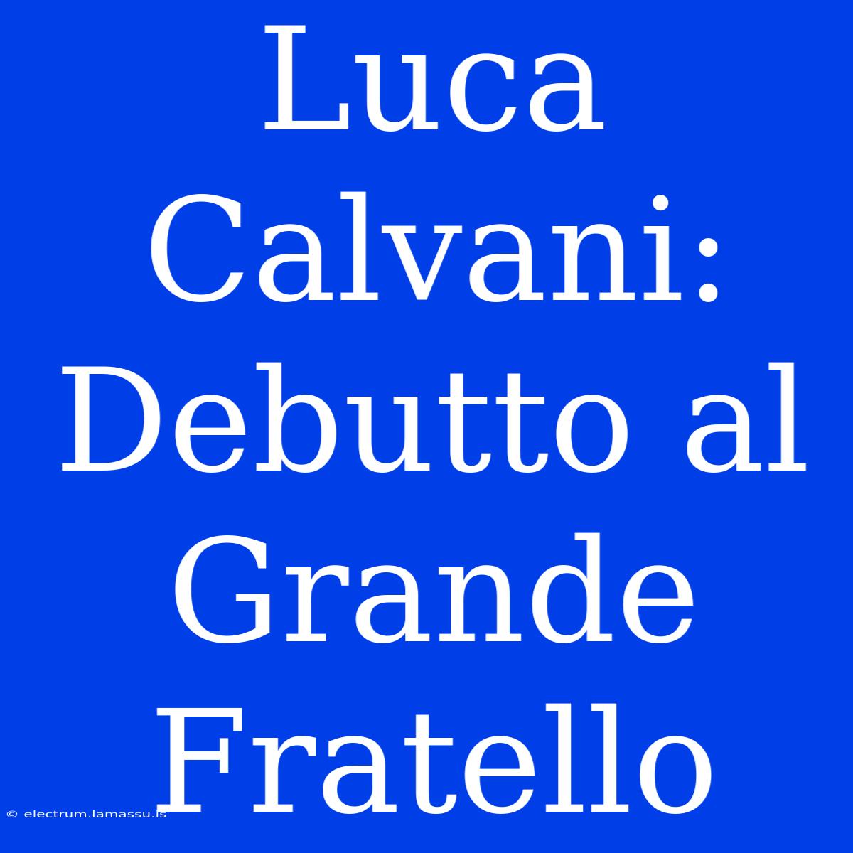 Luca Calvani: Debutto Al Grande Fratello