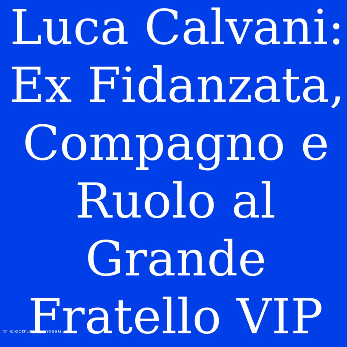 Luca Calvani: Ex Fidanzata, Compagno E Ruolo Al Grande Fratello VIP