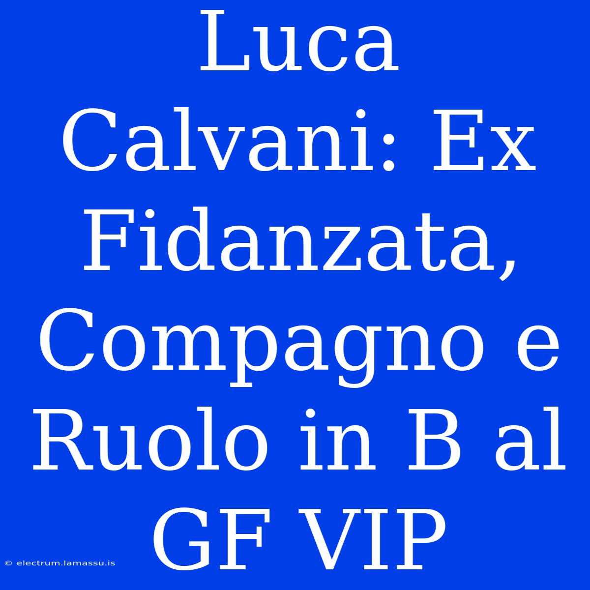 Luca Calvani: Ex Fidanzata, Compagno E Ruolo In B Al GF VIP