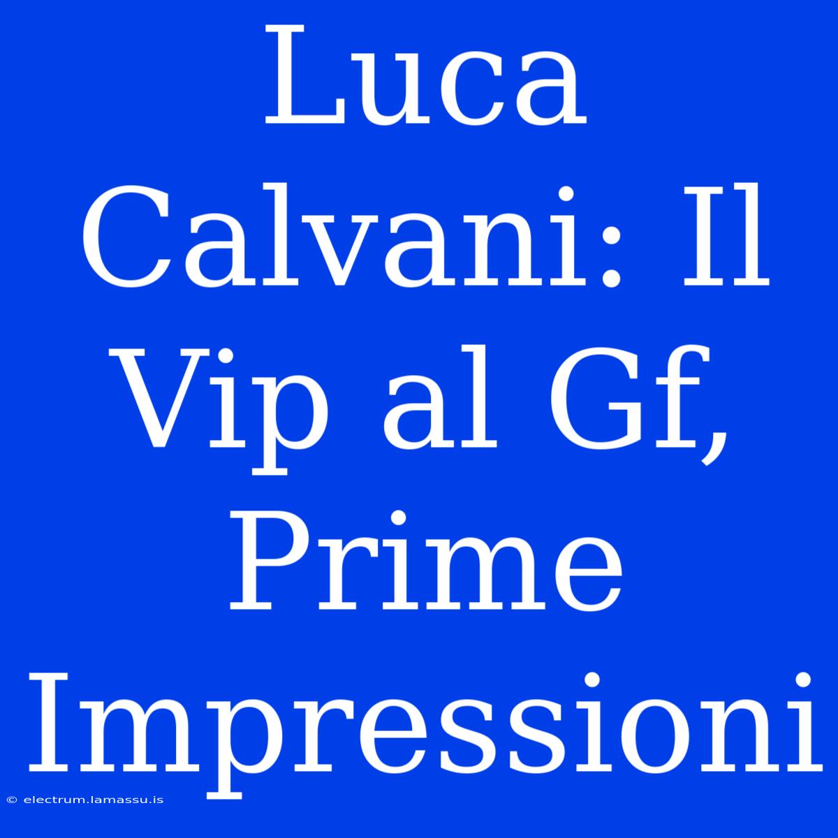 Luca Calvani: Il Vip Al Gf, Prime Impressioni