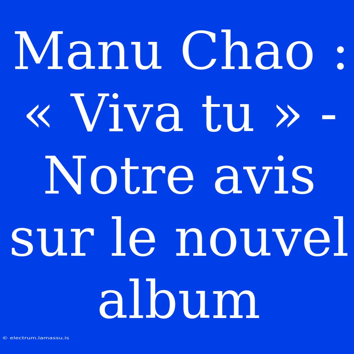 Manu Chao : « Viva Tu » - Notre Avis Sur Le Nouvel Album