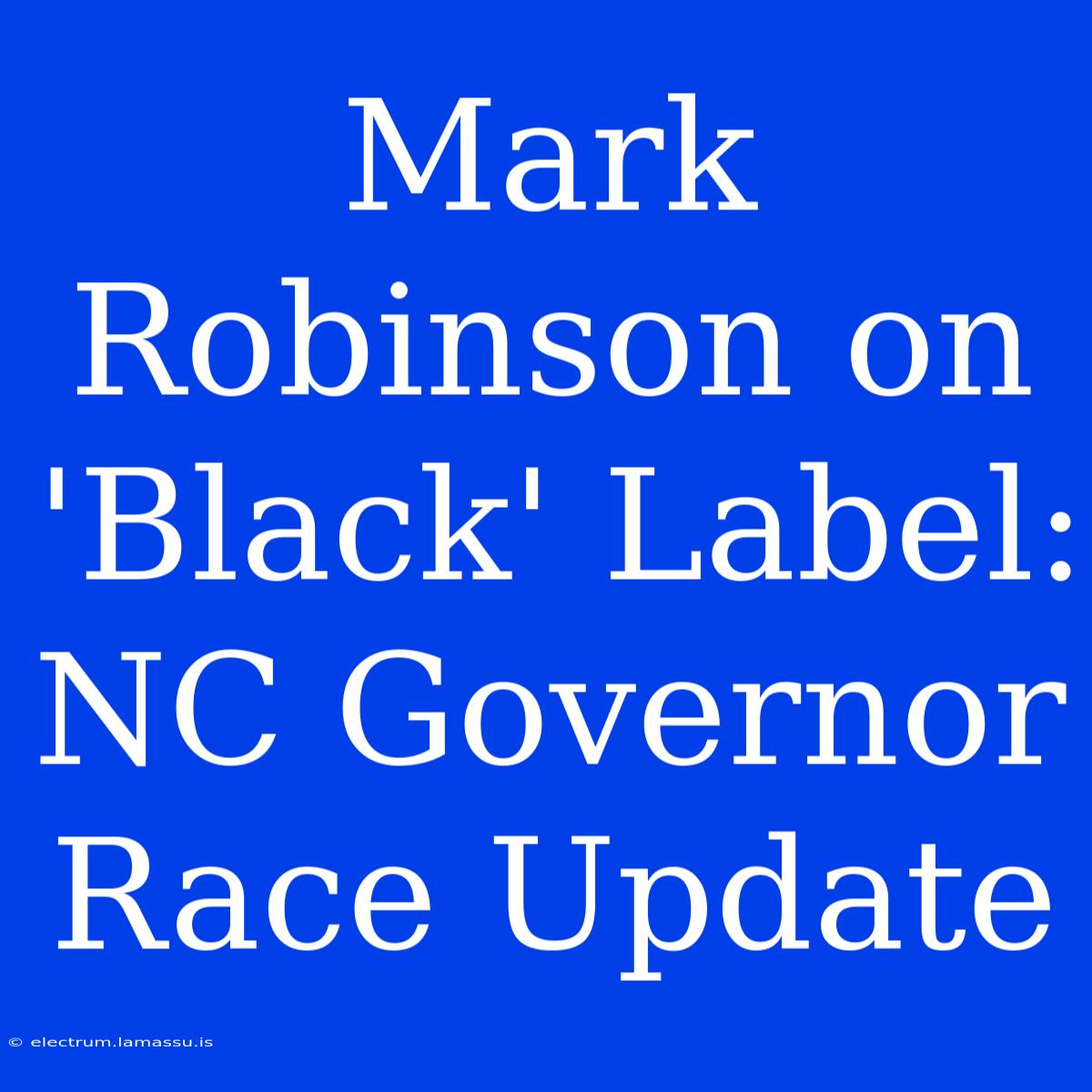 Mark Robinson On 'Black' Label: NC Governor Race Update