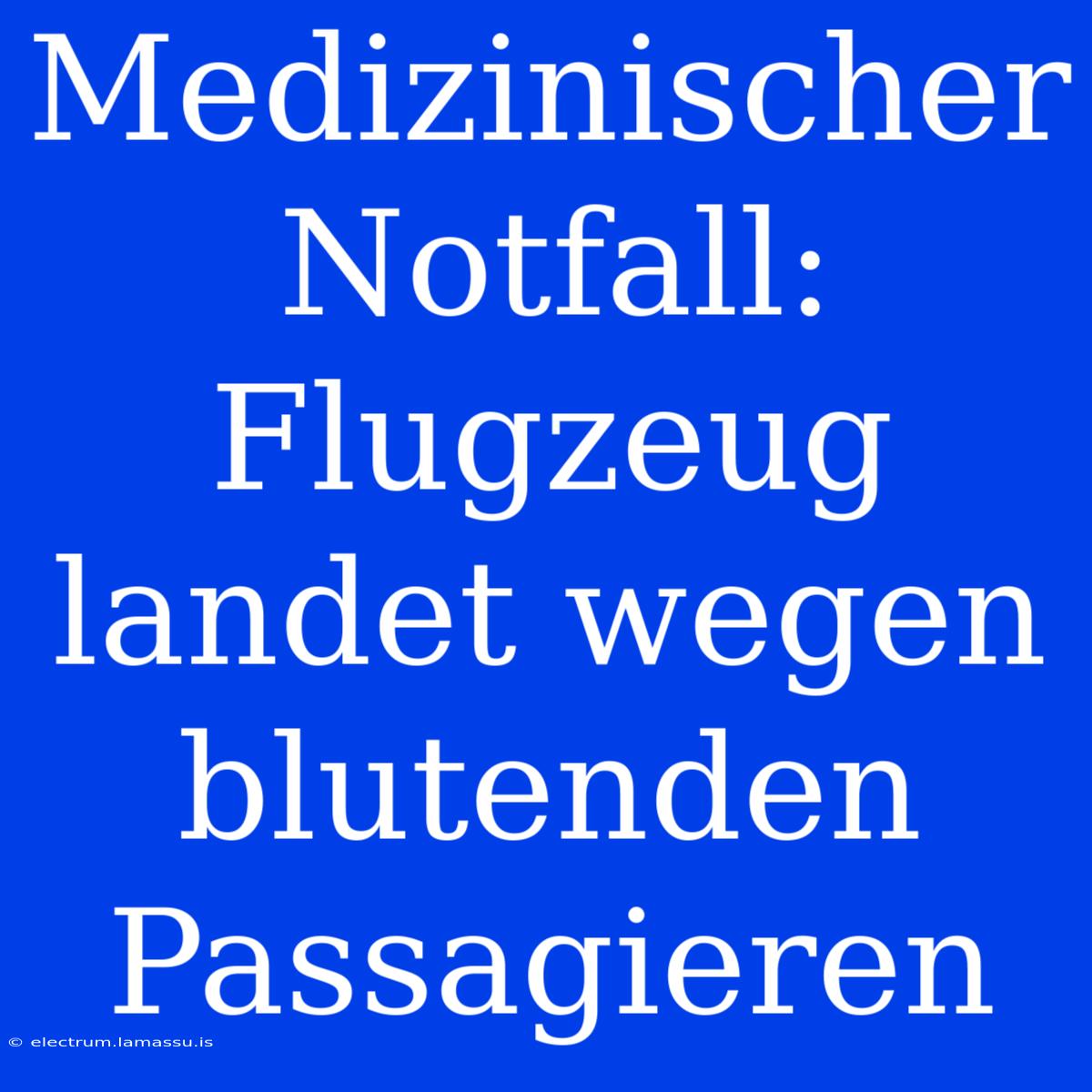 Medizinischer Notfall: Flugzeug Landet Wegen Blutenden Passagieren