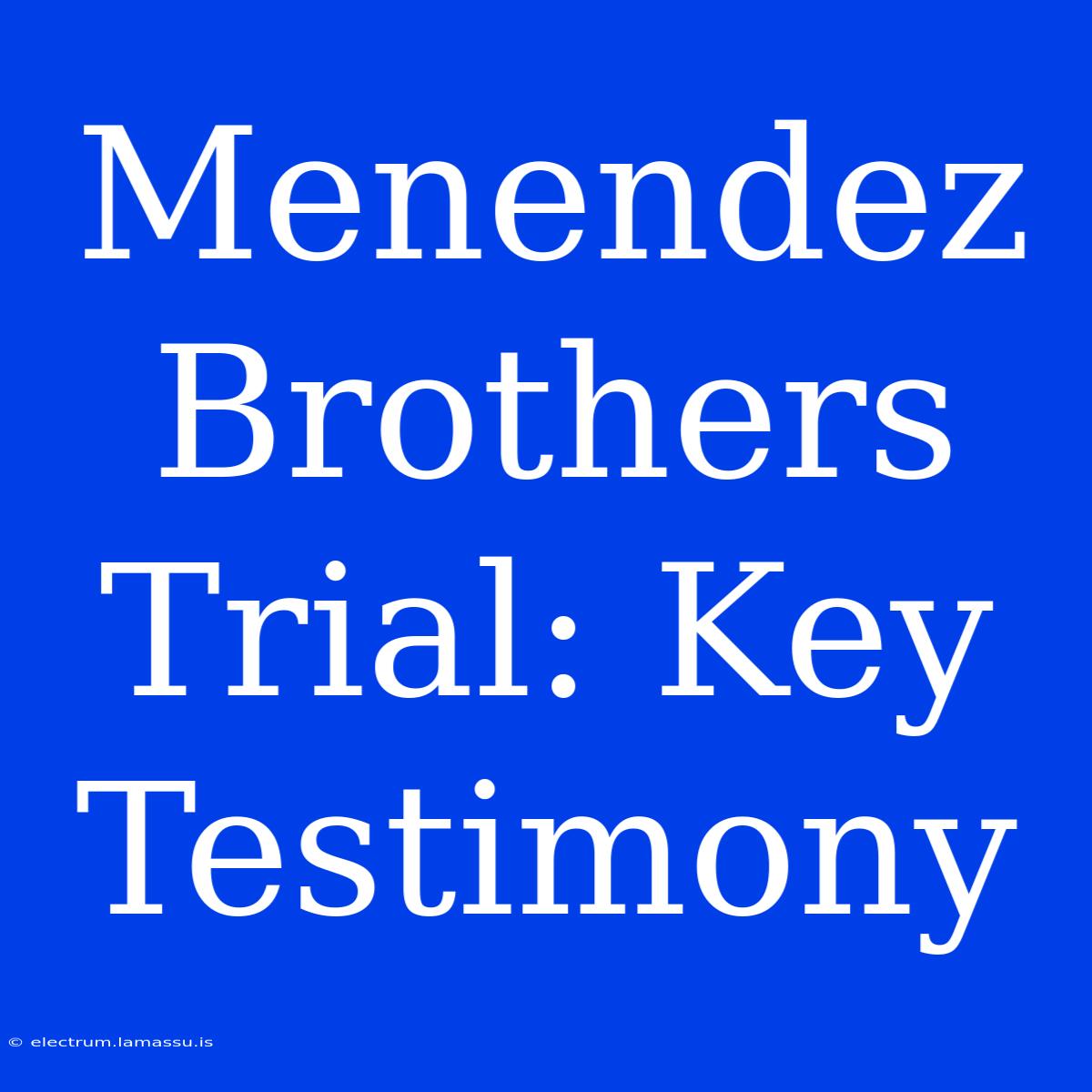 Menendez Brothers Trial: Key Testimony