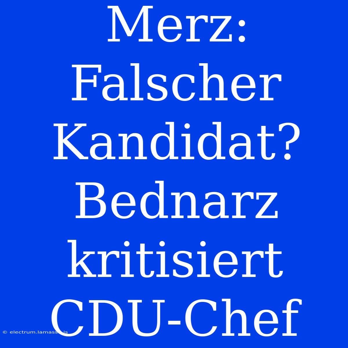 Merz: Falscher Kandidat? Bednarz Kritisiert CDU-Chef