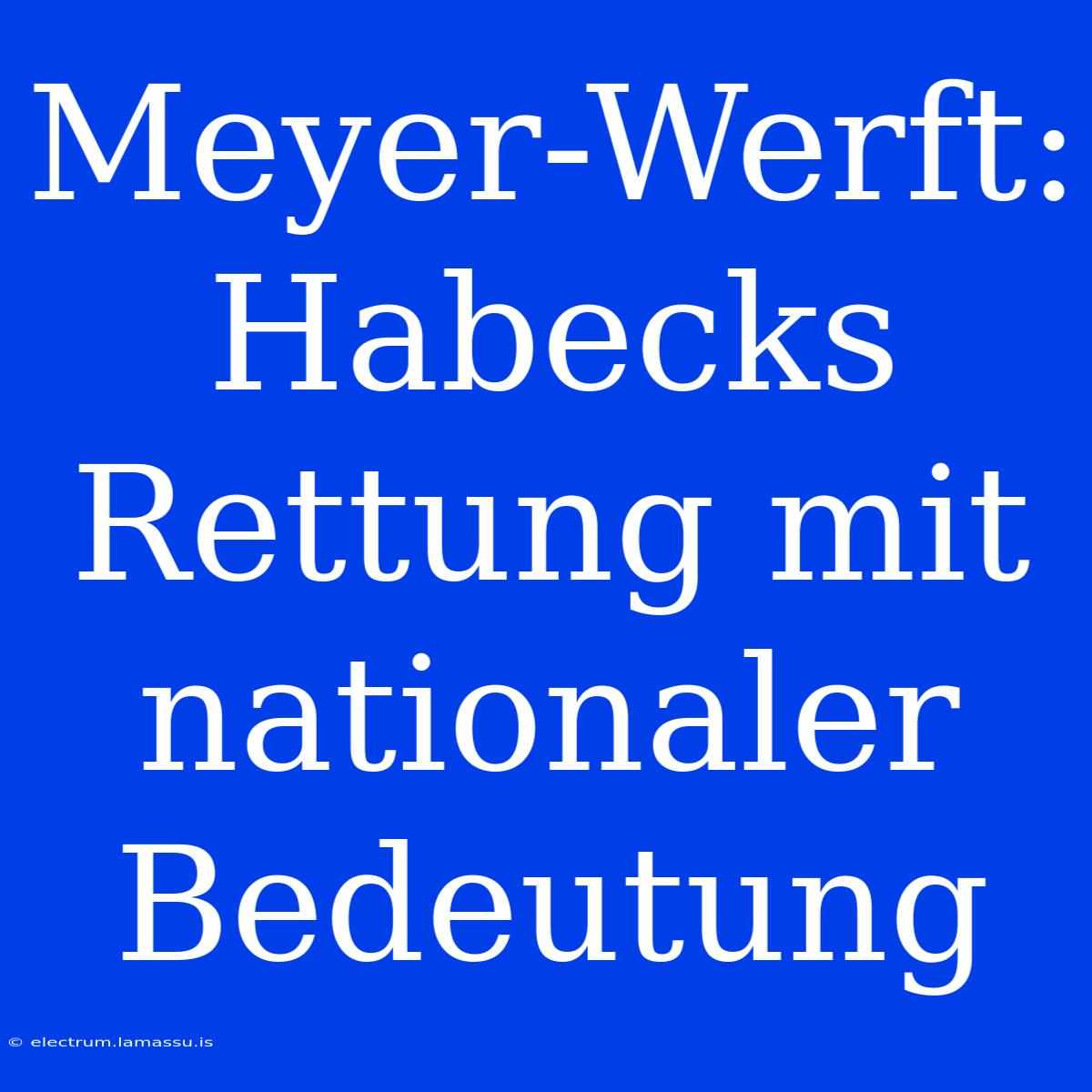 Meyer-Werft: Habecks Rettung Mit Nationaler Bedeutung