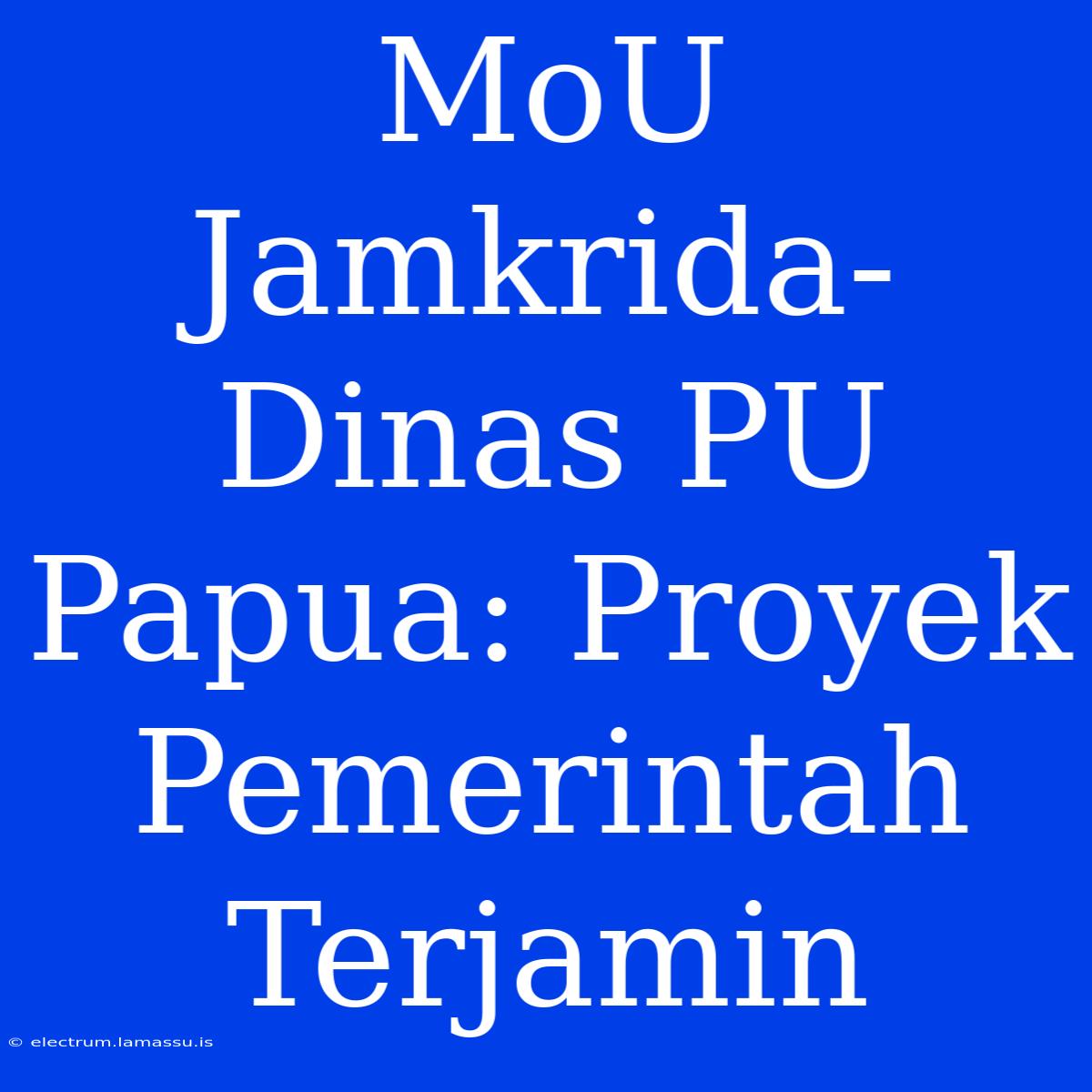 MoU Jamkrida-Dinas PU Papua: Proyek Pemerintah Terjamin