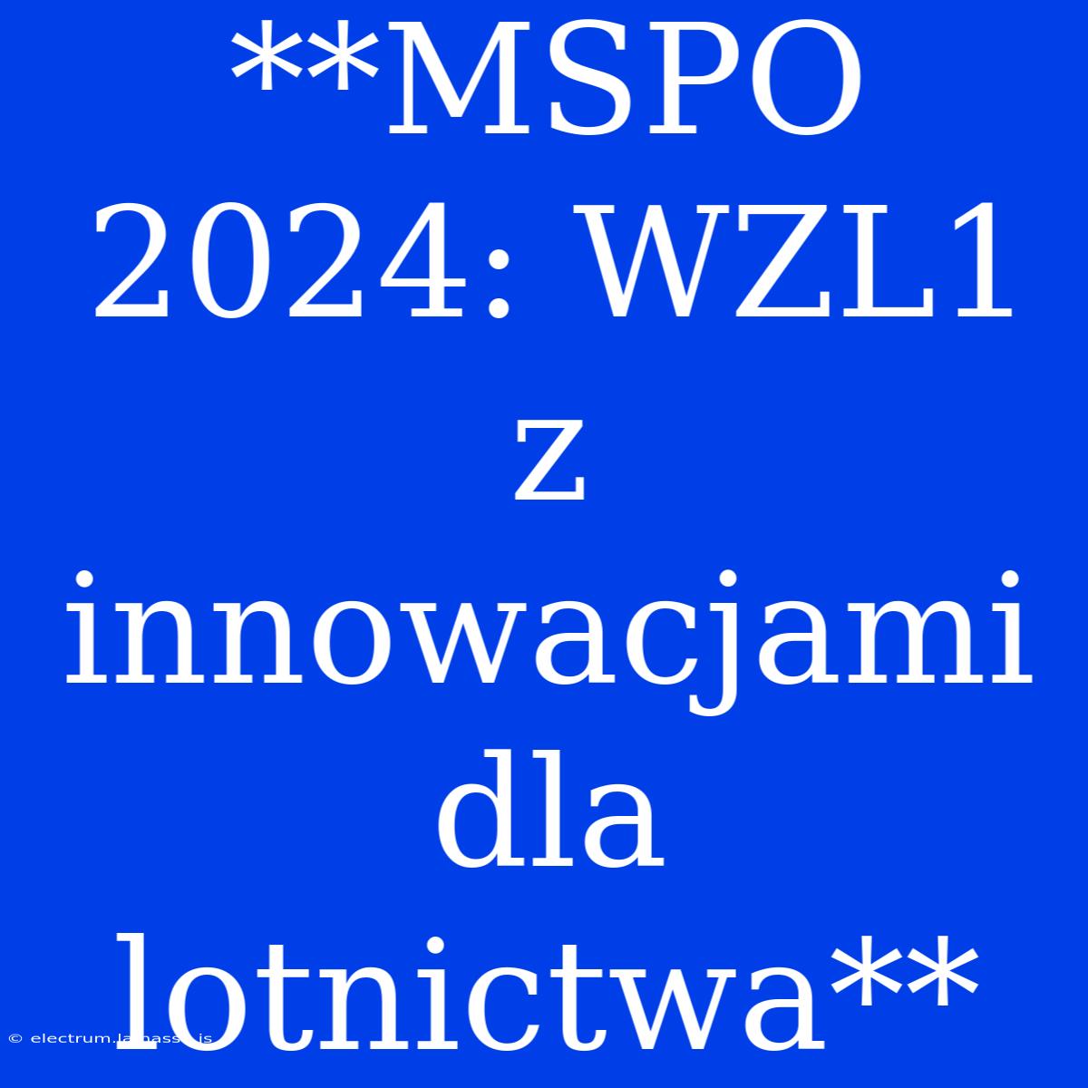 **MSPO 2024: WZL1 Z Innowacjami Dla Lotnictwa**