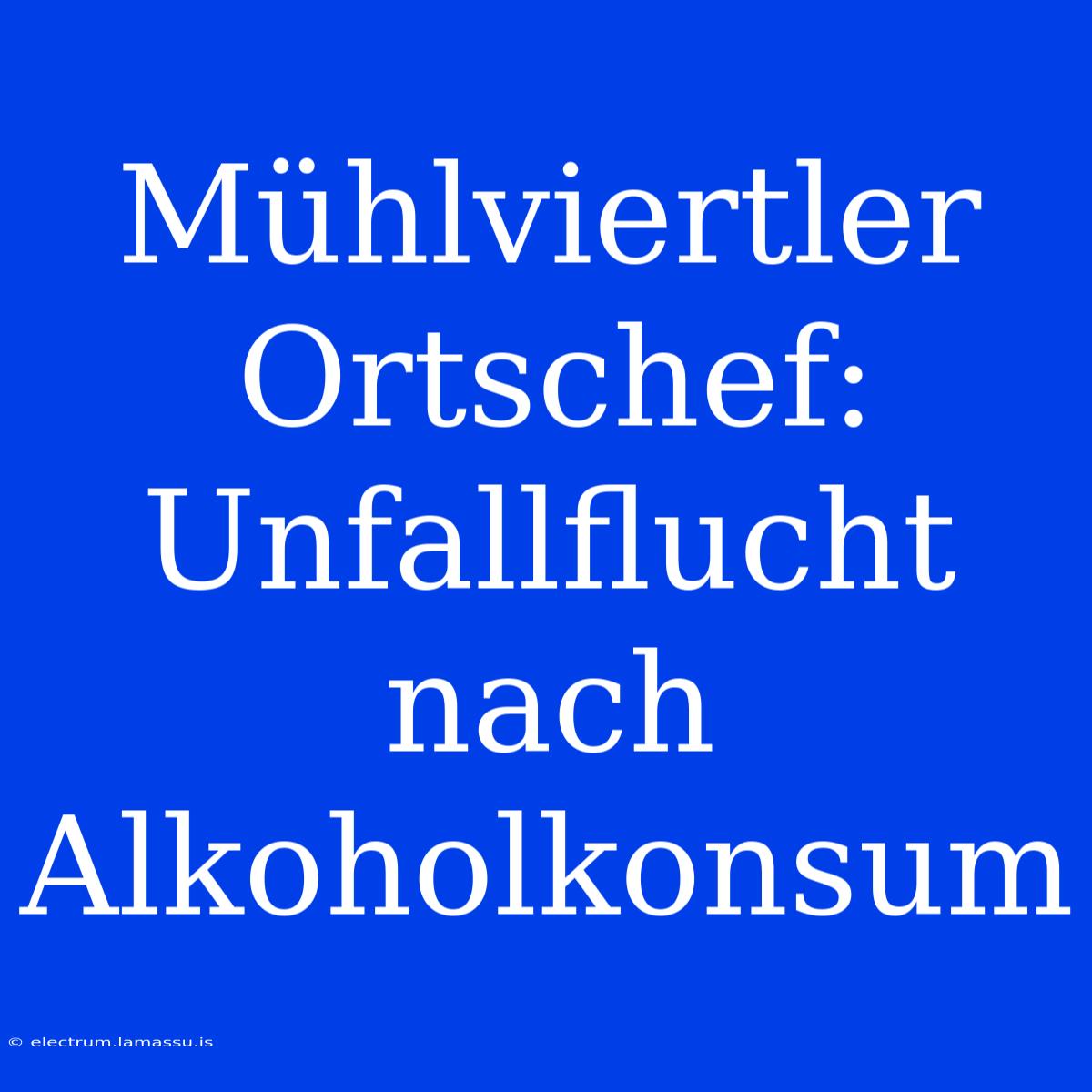 Mühlviertler Ortschef: Unfallflucht Nach Alkoholkonsum