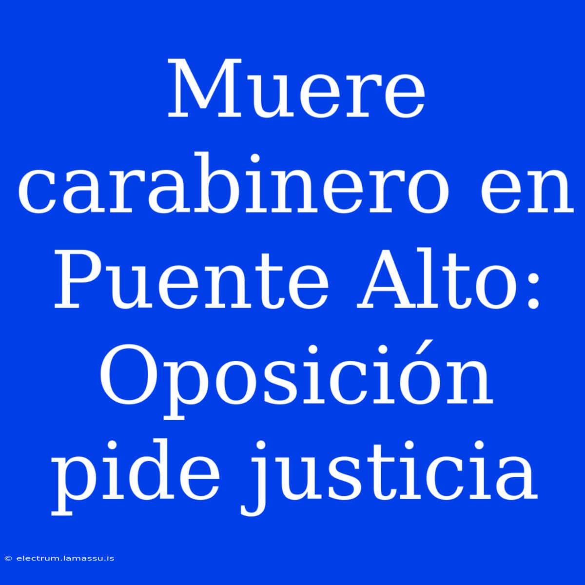 Muere Carabinero En Puente Alto: Oposición Pide Justicia