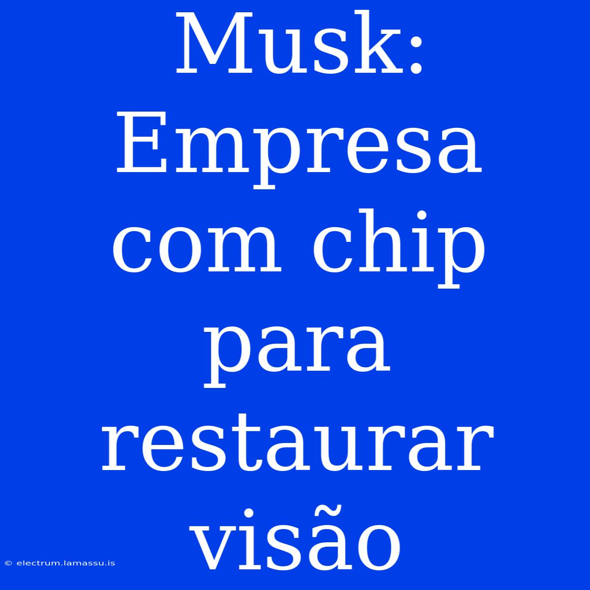 Musk: Empresa Com Chip Para Restaurar Visão