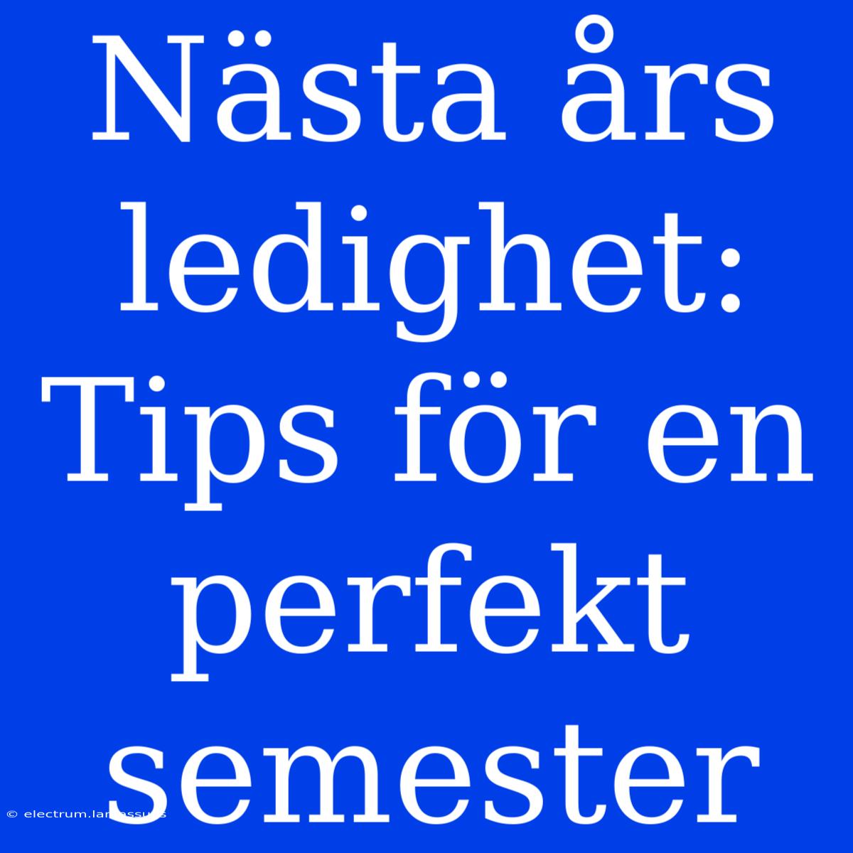 Nästa Års Ledighet: Tips För En Perfekt Semester